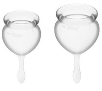 Набор прозрачных менструальных чаш Feel good Menstrual Cup, цвет прозрачный - Satisfyer
