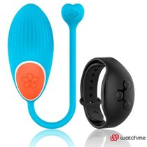 Голубое виброяйцо с черным пультом-часами Wearwatch Egg Wireless Watchme, цвет голубой - Dreamlove