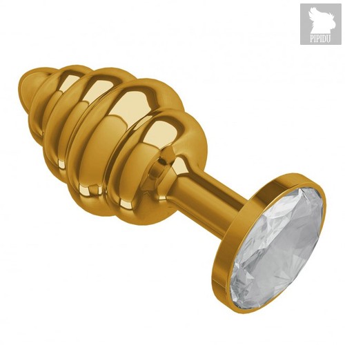 Анальная пробка МиФ "Джага Джага" Gold Spiral 512-01, с кристаллом, цвет золотой/прозрачный - МиФ