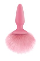 Розовая анальная пробка с коротким розовым хвостиком Bunny Tails, цвет розовый - NS Novelties