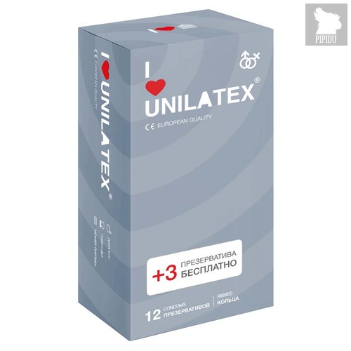 Презервативы Unilatex - Ribbed с кольцами, 12 шт. - Unilatex