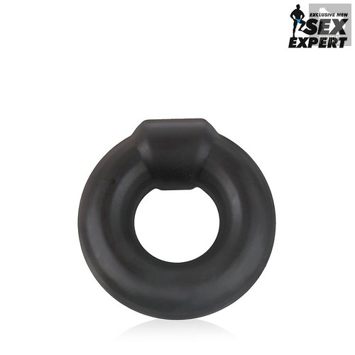Черное силиконовое круглое эрекционное кольцо Sex Expert, цвет черный - Bioritm