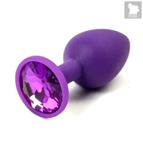 Анальная пробка Silicone Purple 2.8 с кристаллом, цвет сиреневый/фиолетовый - Luxurious Tail