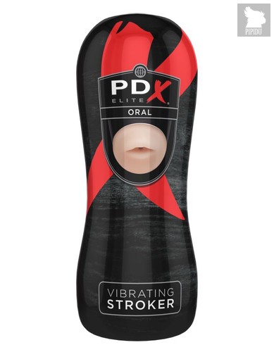 Мастурбатор-ротик в тубе с вибрацией PDX ELITE Vibrating Oral Stroker, цвет телесный - Pipedream