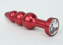 Анальная ёлочка с прозрачным кристаллом - 11,2 см, цвет красный - 4sexdreaM