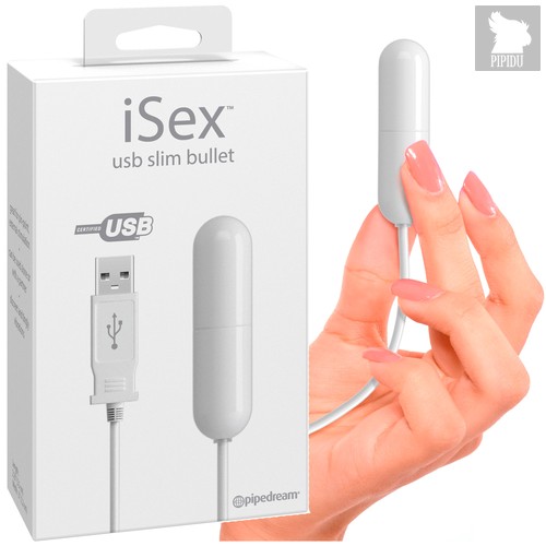 Вибропуля iSex - USB Slim Bullet с зарядным устройством, цвет белый - Pipedream