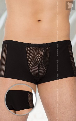 Мужские трусы с прозрачной вставкой, цвет черный, L - SoftLine Collection (SLC)
