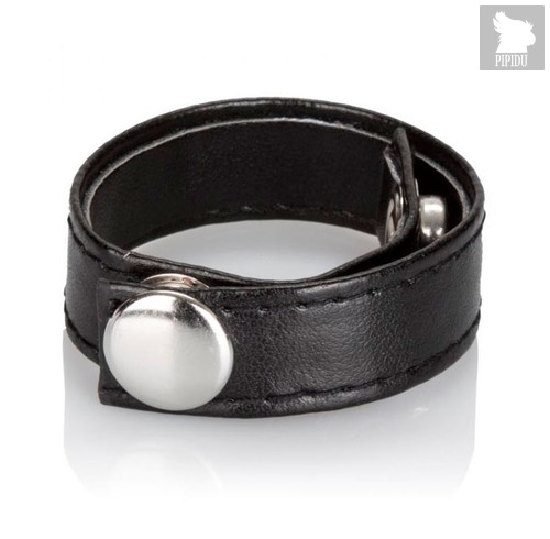 Утяжка Leather 3-Snap Ring, цвет черный - California Exotic Novelties