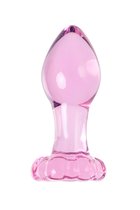 Розовая анальная втулка из стекла - 8,3 см., цвет розовый - Sexus