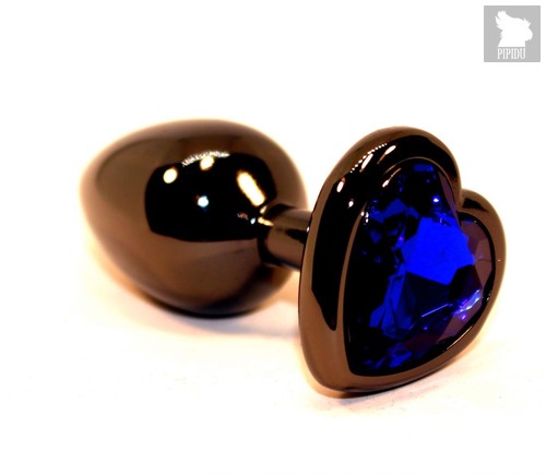 Чёрная пробка с синим сердцем-кристаллом - 7 см, цвет синий - 4sexdreaM