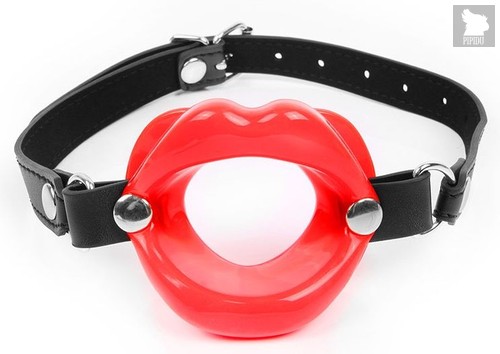 Красный кляп-губки на черном регулируемом ремешке, цвет красный/черный - Bior toys