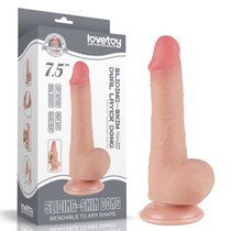 Телесный фаллоимитатор 7.5 Sliding Skin Dual Layer Dong на присоске - 19,5 см., цвет телесный - LoveToy