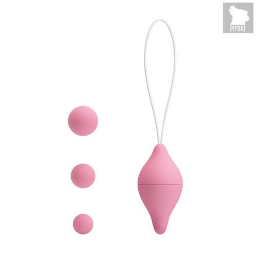 Вагинальный шарик с 3 сменными грузиками Sexual Exercise, цвет розовый - Baile