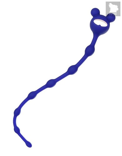 Синяя силиконовая анальная цепочка Froggy - 27,4 см, цвет синий - Toyfa