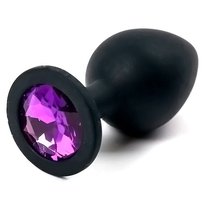 Анальная пробка Silicone Board Black 3.5 с кристаллом, цвет фиолетовый/черный - Luxurious Tail