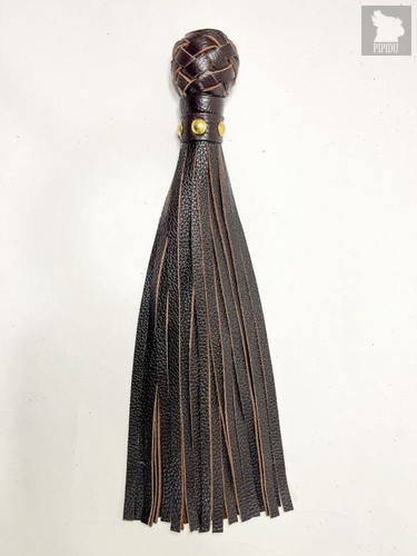 Коричневая генитальная кожаная плеть - 30 см., цвет коричневый - БДСМ арсенал
