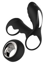Черная насадка на пенис с вибрацией HYPERION REMOTE - 10 см., цвет черный - Dream toys