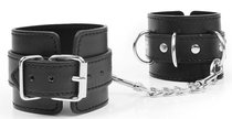 Черные наручники с металлическими застежками и цепочкой, цвет черный - Bior toys