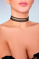 Тройной чокер на шею, цвет черный, размер OS - Livia Corsetti