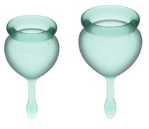 Набор темно-зеленых менструальных чаш Feel good Menstrual Cup, цвет зеленый - Satisfyer
