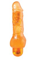 Оранжевый вибратор-реалистик JELLY JOY 7INCH 10 RHYTHMS ORANGE - 17,5 см, цвет оранжевый - Dream toys