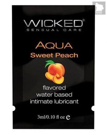 Лубрикант с ароматом спелого персика Wicked Aqua Sweet Peach - 3 мл. - Wicked