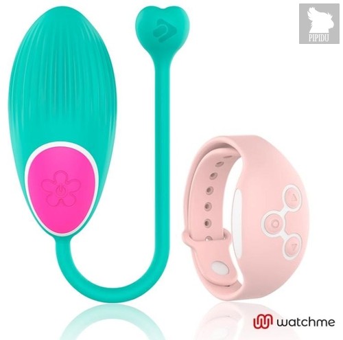 Зеленое виброяйцо с нежно-розовым пультом-часами Wearwatch Egg Wireless Watchme, цвет зеленый - Dreamlove