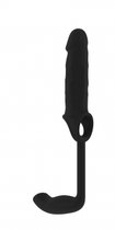 Чёрная насадка с анальным стимулятором Stretchy Penis Exten and Plug No.34, цвет черный - Shots Media