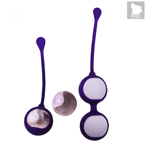 Фиолетовые вагинальные шарики Cosmo Balls с парой сменных шаров, цвет фиолетовый - RestArt