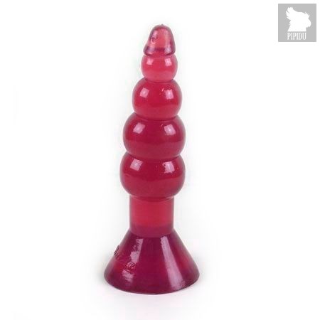 Анальная пробка-елочка с присоской - 17 см, цвет красный - Baile