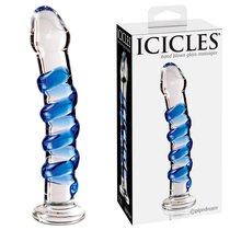 Анальный стимулятор Icicles № 5 из стекла, цвет синий/прозрачный - Pipedream