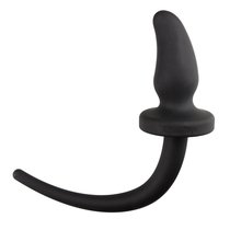 Черная изогнутая пробка Dog Tail Plug с хвостом, цвет черный - EDC Wholesale