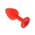 Анальная втулка силиконовая красная с красным кристаллом маленькая, цвет красный - МиФ