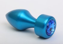 Синяя анальная пробка с синим стразом - 7,8 см, цвет синий - 4sexdreaM