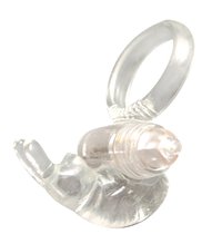 Прозрачное эрекционное кольцо с виброэлементом GOOD VIBES COCKRING RABBIT, цвет прозрачный - Dream toys
