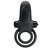 Черное силиконовое эрекционное кольцо с вибрацией и подхватом мошонки, цвет черный - Baile