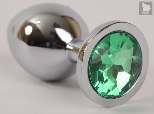 Анальная пробка серебряная с зеленым кристаллом 3,4х8,2 47046-1-MM - Eroticon