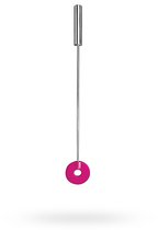 Розовая шлёпалка Leather Circle Tiped Crop с наконечником-кругом - 56 см, цвет розовый - Shots Media