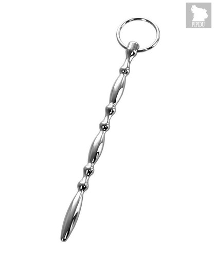 Серебристый фигурный уретральный плаг с кольцом в основании Metal - 18 см, цвет серебряный - Toyfa