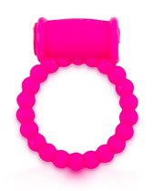 Розовое малоэластичное эрекционное кольцо с вибрацией, цвет розовый - Brazzers
