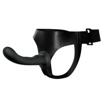 Страпон с изогнутой головкой Ultra Harness Curvy Dildo - 15,8 см, цвет черный - Baile