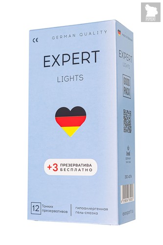 Ультратонкие презервативы EXPERT Lights - 12 шт.(+3 в подарок) - expert