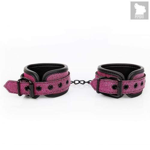 Розово-черные наручники с регулируемыми застежками, цвет розовый/черный - Eroplant