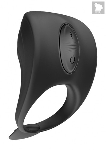 Черное эрекционное виброкольцо с электростимуляцией C-spot Massager, цвет черный - Shots Media
