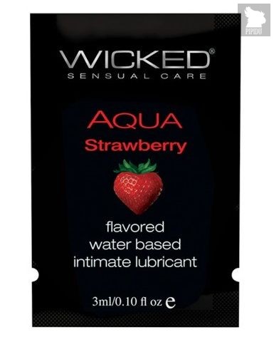 Лубрикант с ароматом клубники Wicked Aqua Strawberry - 3 мл. - Wicked