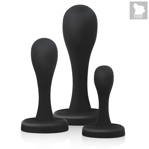 Набор из 3 анальных пробок Butt Kickers, цвет черный - EDC Wholesale