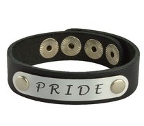 Кожаный браслет PRIDE, цвет серебряный/черный - Sitabella