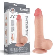 Телесный фаллоимитатор 8 Sliding Skin Dual Layer Dong на присоске - 20 см., цвет телесный - LoveToy