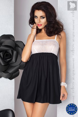 Сорочка Larisa, цвет белый/черный, 2XL-3XL - Passion