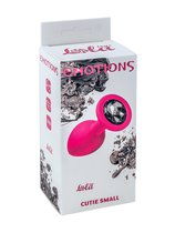 Малая розовая анальная пробка Emotions Cutie Small с чёрным кристаллом - 7,5 см, цвет розовый - Lola Toys